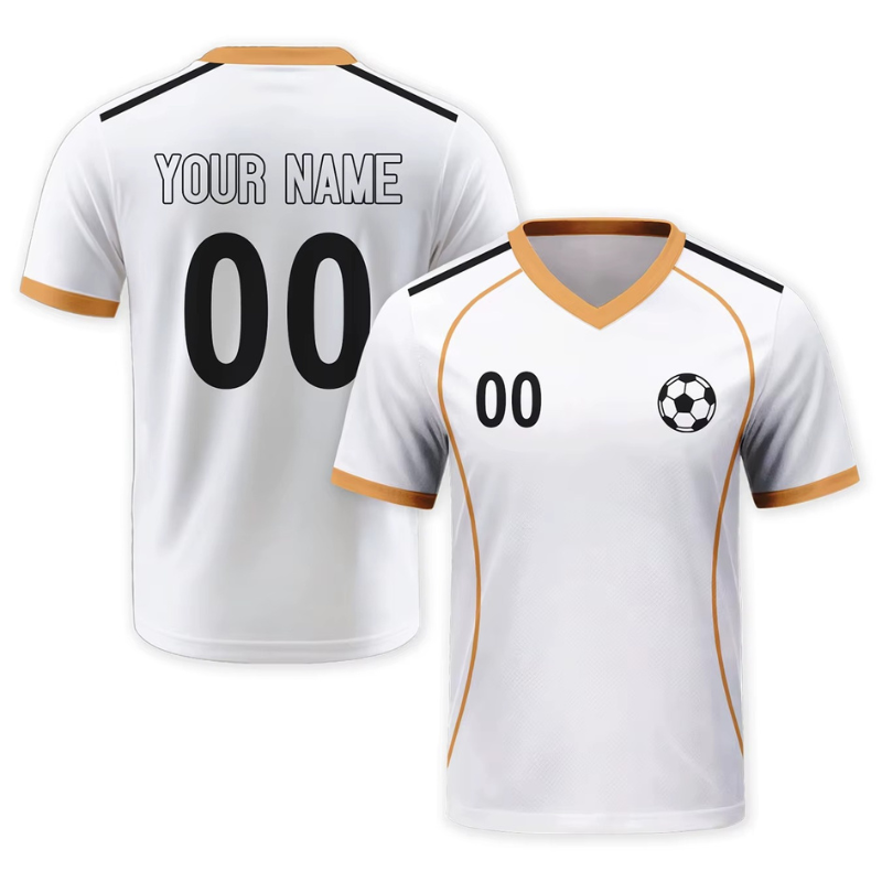Custom Football Jersey - Personalized White & Gold Soccer Team Shirt