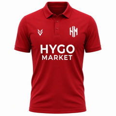 Hygo Market Men's Classic Logo Polo Shirt - Red - Short Sleeve Athletic Fit