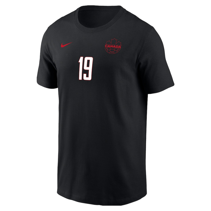 Alphonso Davies Canada Soccer Nike Away Name & Number T-Shirt - Black