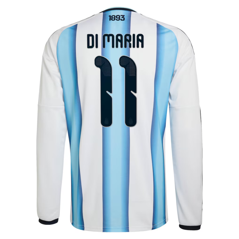 Angel Di Maria Argentina National Team adidas 2026 Home Long Sleeve Jersey - White