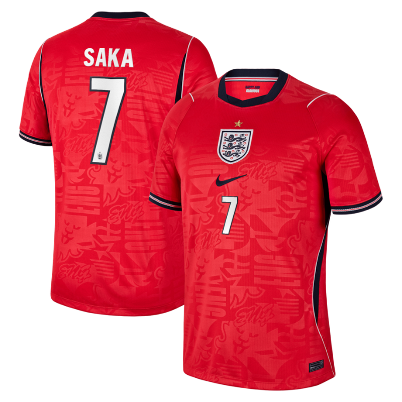 Bukayo Saka England National Team Nike 2026 Away Stadium Jersey - Red