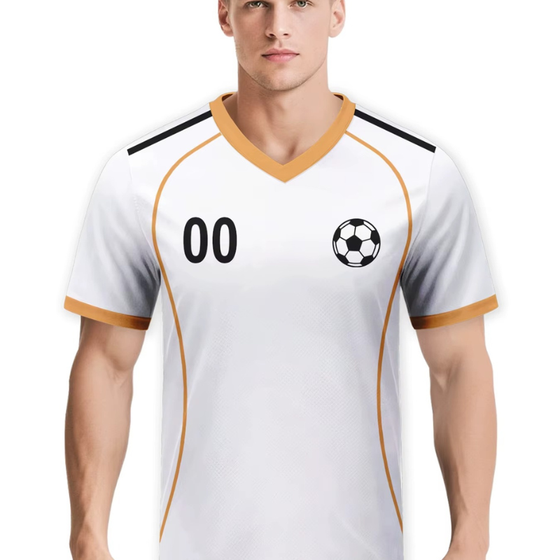 Custom Football Jersey - Personalized White & Gold Soccer Team Shirt