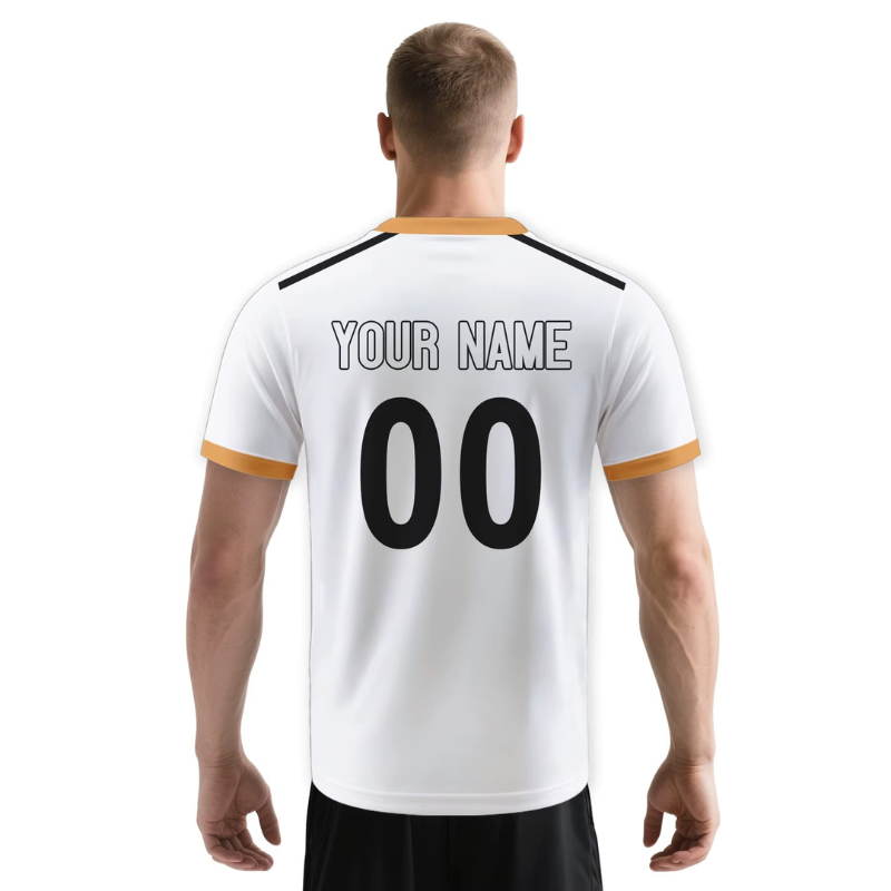 Custom Football Jersey - Personalized White & Gold Soccer Team Shirt