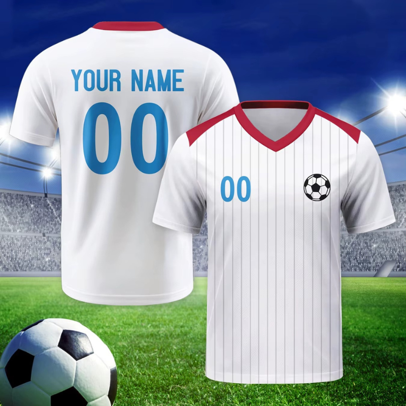 Custom Football Jersey | Personalized White & Red Soccer Team Shirt