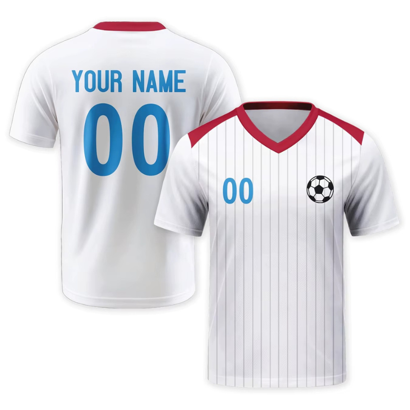 Custom Football Jersey | Personalized White & Red Soccer Team Shirt