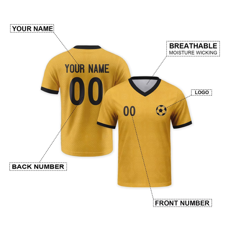Custom Personalized Soccer Jersey - Yellow Training Shirt with Name & Number for Men, Women, and Youth