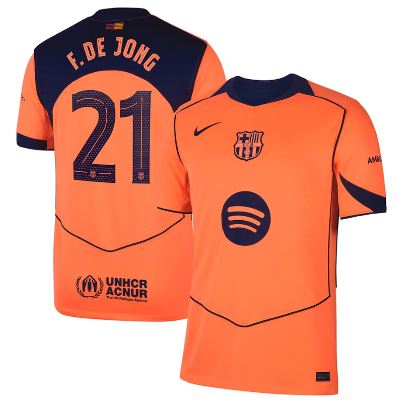 Frenkie de Jong Barcelona Nike 2025/26 Third Player Jersey - Orange