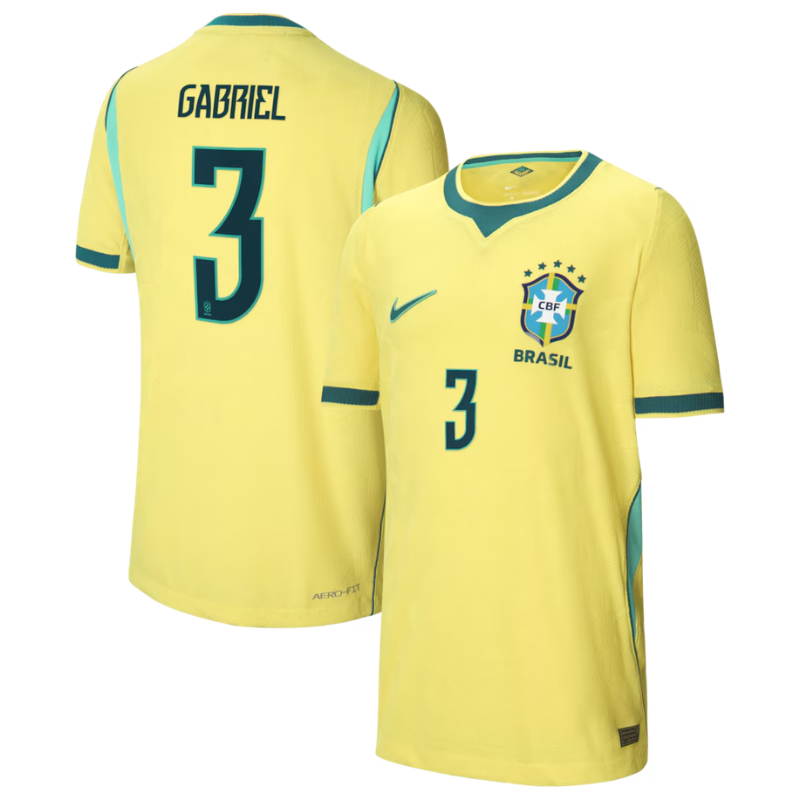 Gabriel Magalhães Brazil National Team Nike 2026 Home Match Jersey - Yellow