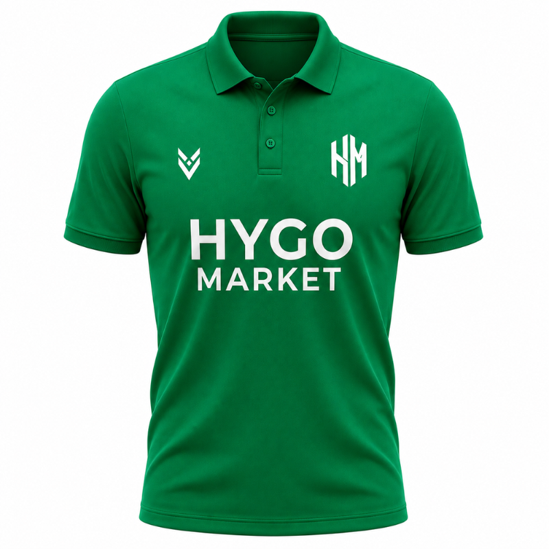 Hygo Market Men's Classic Logo Polo Shirt - Emerald Green - Short Sleeve Athletic Fit