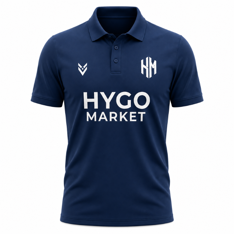 Hygo Market Men's Classic Logo Polo Shirt - Navy Blue - Short Sleeve Athletic Fit