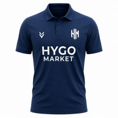 Hygo Market Men's Classic Logo Polo Shirt - Navy Blue - Short Sleeve Athletic Fit
