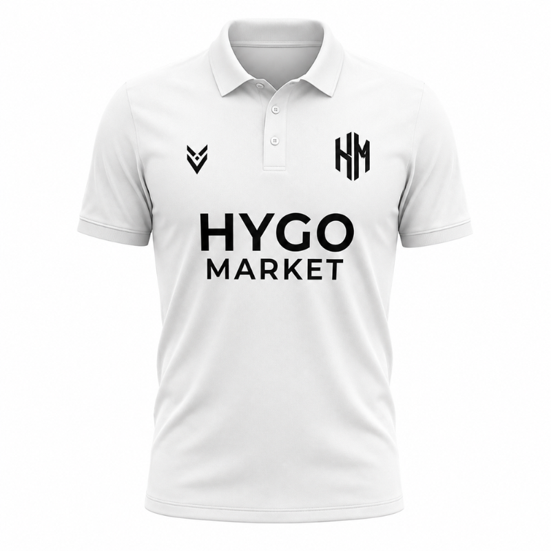 Hygo Market Men's Classic Logo Polo Shirt - White - Short Sleeve Athletic Fit