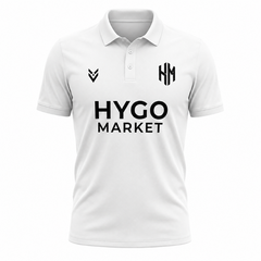 Hygo Market Men's Classic Logo Polo Shirt - White - Short Sleeve Athletic Fit