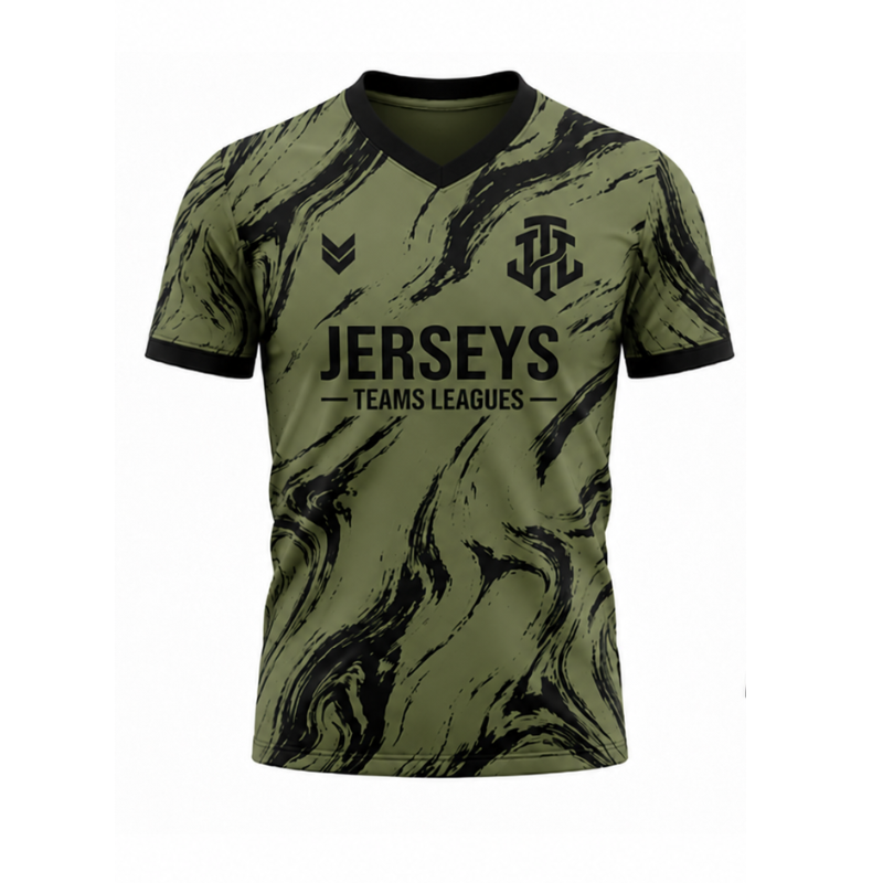 Jerseys Teams Leagues Olive Green & Black Marble Performance Football Kit – Premium Soccer Jersey and Shorts Set
