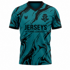 Jerseys Teams Leagues Teal & Black Marble Performance Football Kit – Premium Soccer Jersey and Shorts Set