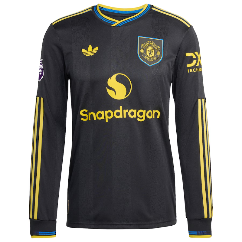 Manchester United adidas 2025/26 Third Long Sleeve Jersey - Black Adidas