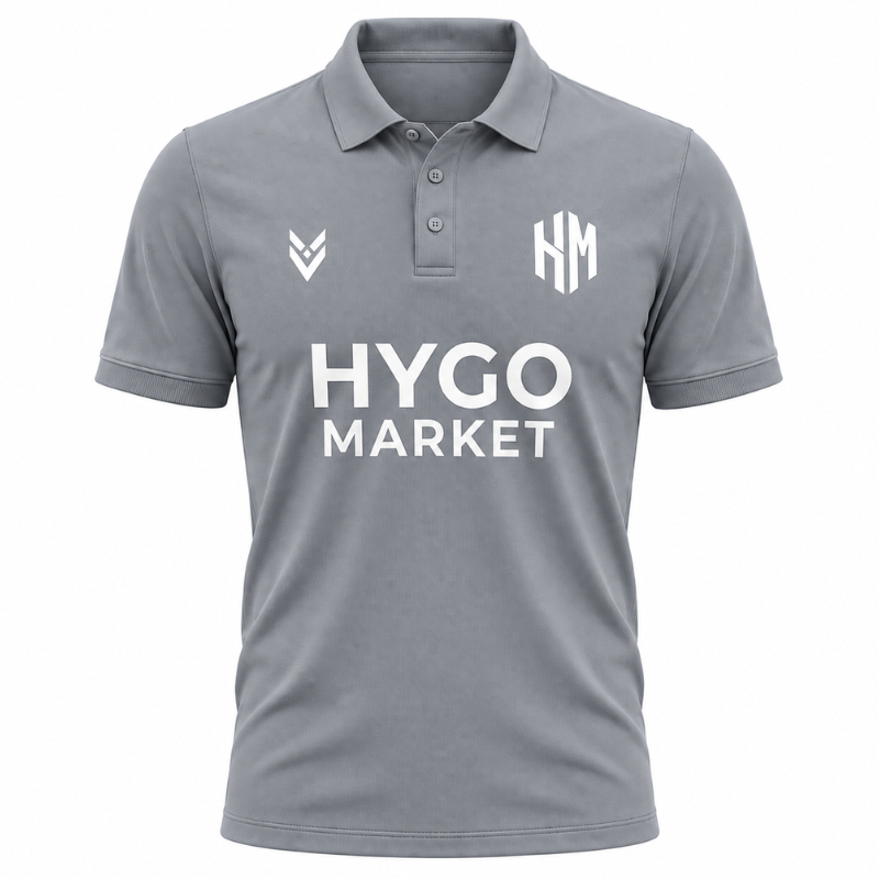 Men's Grey Short-Sleeve Polo Shirt – HYGO MARKET Athletic Fit Casual Top