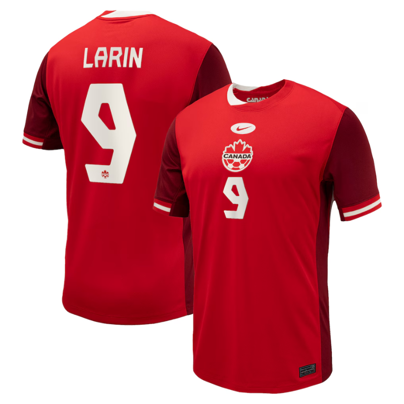 Men's Nike Cyle Larin Red Canada Soccer 2024 Home Jersey