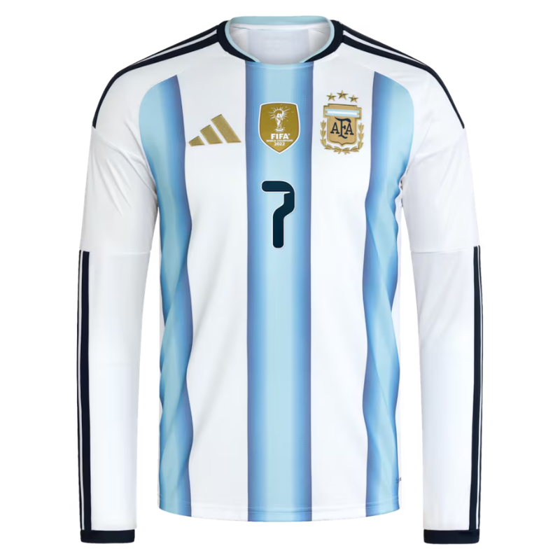 Rodrigo De Paul Argentina National Team adidas 2026 Home Long Sleeve Jersey - White