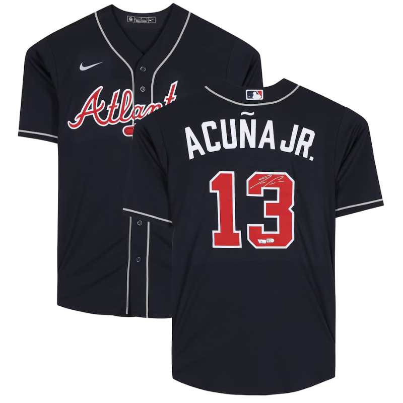 Ronald Acuna Jr. Atlanta Braves Fanatics Authentic Navy Nike Jersey